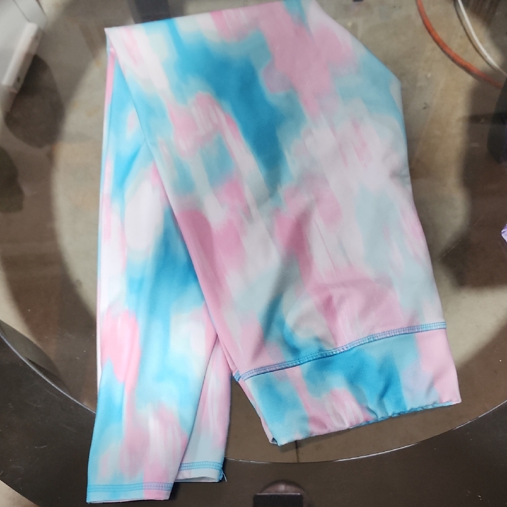 Athletic Works Blue and Pink Tie-Dye Leggings